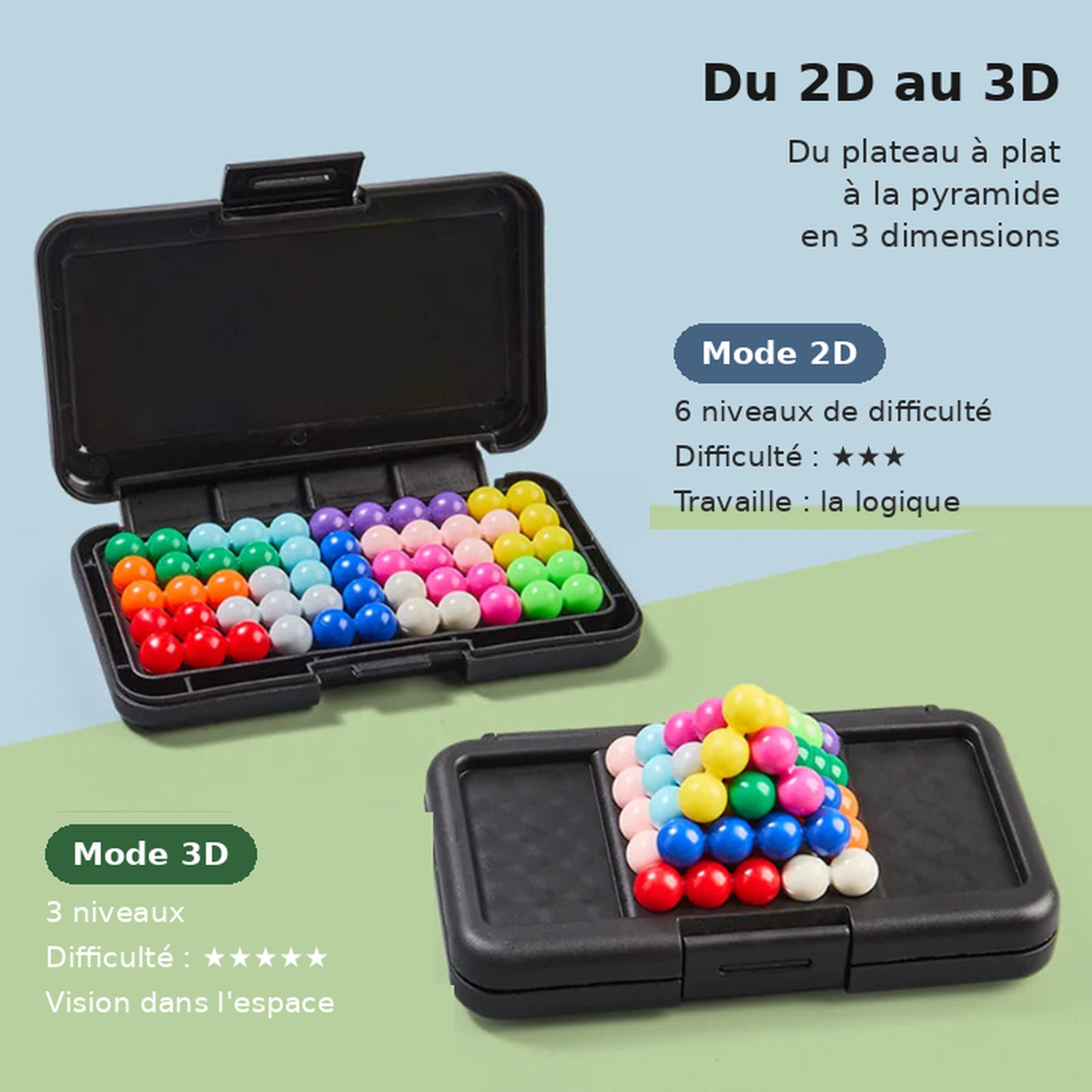 IQ Puzzle : les défis en 2D puis la pyramide en 3D